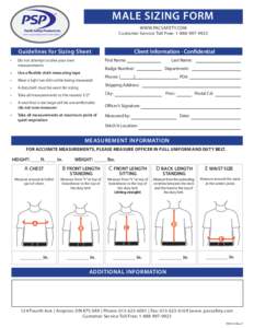 MALE SIZING FORM WWW.PACSAFETY.COM Customer Service Toll Free: [removed] ... we bring everyday heroes home safely™