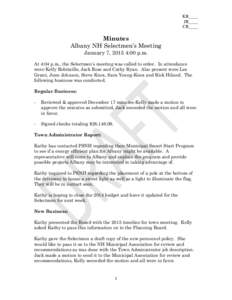 KR____ JR____ CR____ Minutes Albany NH Selectmen’s Meeting