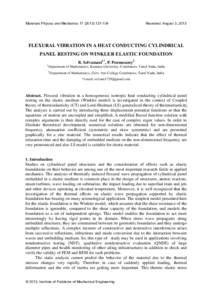 Materials Physics and Mechanics134  Received: August 3, 2013 FLEXURAL VIBRATION IN A HEAT CONDUCTING CYLINDRICAL PANEL RESTING ON WINKLER ELASTIC FOUNDATION