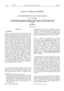 Raccomandazione della BCE del 1° marzo 2001 per un regolamento del Consiglio che modifica il regolamento (CE) n[removed]del Consiglio, del 23 novembre 1998, sull'applicazione dell'obbligo di riserve minime da