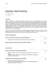 Curriculum Vitae – Gedion Timothewos  GEDION TIMOTHEWOS Senior Legal Advisor M +E 