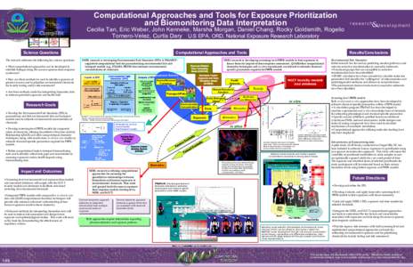 Computational Approaches and Tools for Exposure Prioritization and Biomonitoring Data Interpretation research  Cecilia Tan, Eric Weber, John Kenneke, Marsha Morgan, Daniel Chang, Rocky Goldsmith, Rogelio