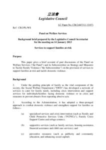 立法會 Legislative Council LC Paper No. CB[removed]Ref : CB2/PL/WS Panel on Welfare Services Background brief prepared by the Legislative Council Secretariat