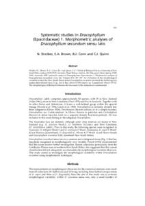 381  Systematic studies in Dracophyllum (Epacridaceae) 1. Morphometric analyses of Dracophyllum secundum sensu lato N. Streiber, E.A. Brown, B.J. Conn and C.J. Quinn