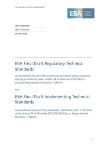 EBA FINAL DRAFT RTS AND ITS ON BENCHMARKING  EBA /RTS[removed]EBA /ITS[removed]March 2015