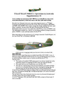 USAAF/RAAF P40E/E-1 Operations in Australia Supplementary #2 As we continue our research on the P-40E/E-1s, occasionally we come across