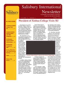 Salisbury International Newsletter A publication of the Salisbury University’s Center for International Education V O L U M E