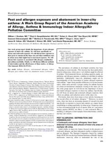 Pest and allergen exposure and abatement in inner-city asthma: A Work Group Report of the American Academy of&nbsp;Allergy, Asthma &amp; Immunology Indoor Allergy/Air Pollution Committee