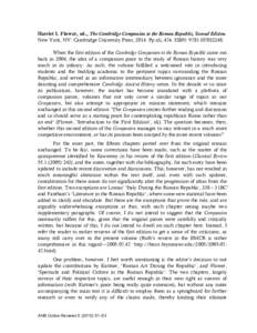 Harriet I. Flower, ed., The Cambridge Companion to the Roman Republic, Second Edition. New York, NY: Cambridge University Press, 2014. Pp.xli, 476. ISBN: When the first edition of the Cambridge Companion t