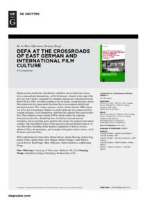 Ed. by Marc Silberman, Henning Wrage  DEFA AT THE CROSSROADS OF EAST GERMAN AND INTERNATIONAL FILM CULTURE
