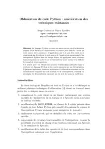 Obfuscation de code Python : amélioration des techniques existantes Serge Guelton et Ninon Eyrolles   Quarkslab