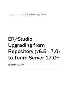 ER/Studio:   Upgrading from Repository (v6to Team Server 17.0+