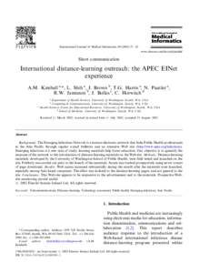 International Journal of Medical Informatics /62 www.elsevier.com/locate/ijmedinf Short communication  International distance-learning outreach: the APEC EINet