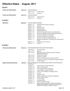 Effective Dates Report - August 2011