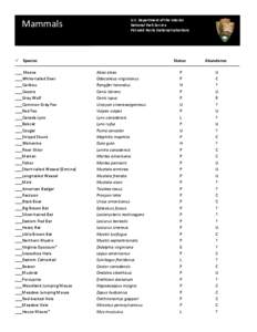 Am  Mammals U.S. Department of the Interior National Park Service