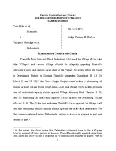 UNITED STATES DISTRICT COURT FOR THE NORTHERN DISTRICT OF ILLINOIS EASTERN DIVISION Tony Kole, et al.,  )