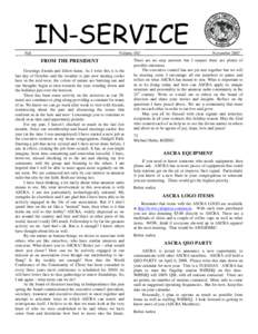 IN-SERVICE Fall Volume 102  FROM THE PRESIDENT