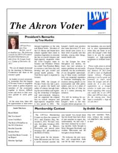 The Akron Voter Volume 5, Issue 6 JanuaryPresident’s Remarks