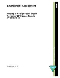 Environment Assessment Finding of No Significant Impact November 2013 Lease Parcels WY-040-EA13-129  High Desert District Office