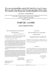 Êòé Èâ¨å Àò°åºå¾àº¨ èò ÌÄå°Éå¼û °¾Ç°ïÆà ªæÌ ÀºòÆ The Gazette of the Democratic Socialist Republic of Sri Lanka ¡ºø ïÊË