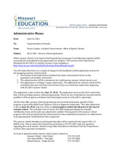 Administrative Memo Date: April 16, 2014  To: