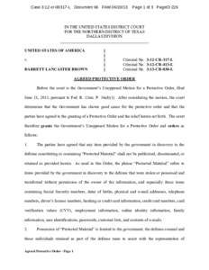 Case 3:12-crL Document 66 FiledPage 1 of 3 PageID 226 IN THE UNITED STATES DISTRICT COURT FOR THE NORTHERN DISTRICT OF TEXAS