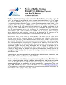 US 84/Business I-20 Bridge Closure and Traffic Detour