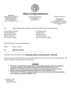 House of Representatives RICH GOLICK REPRESENTATIVE, DISTRICTSIMPSON FARM WAY SMYRNA, GEORGIA0970 (FAX)