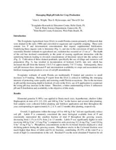 Managing High pH Soils for Crop Production 1 1  Alan L. Wright, 2Rao S. Mylavarapu, and 3David D. Sui