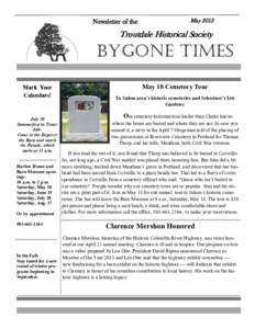 Newsletter of the  May 2013 Troutdale Historical Society