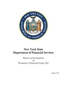 NYSDFS Report on Investigation of Promontory Financial Group, LLC
