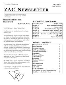 www.zac-chicago.org  May 2014 ZAC N EWSLETTER