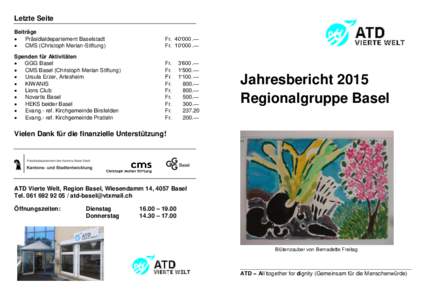 Letzte Seite Beiträge  Präsidialdepartement Baselstadt  CMS (Christoph Merian-Stiftung)  Fr. 40‘000.—