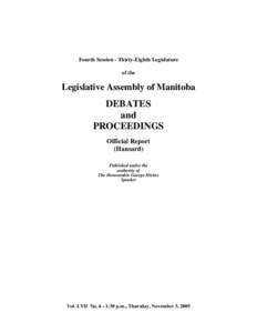 LEGISLATIVE ASSEMBLY OF MANITOBA