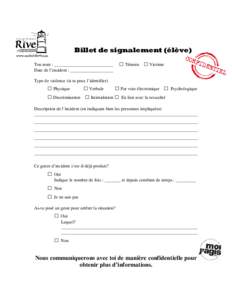 Billet de signalement eleve