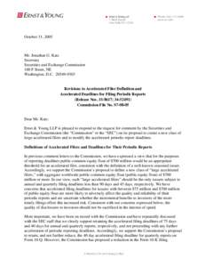 October 31, 2005  Mr. Jonathan G. Katz Secretary Securities and Exchange Commission 100 F Street, NE