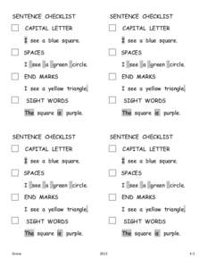 SENTENCE CHECKLIST  SENTENCE CHECKLIST CAPITAL LETTER  CAPITAL LETTER