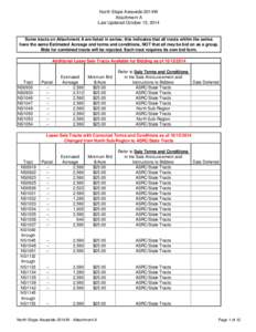 North Slope Areawide 2014W Attachment A Last Updated October 15, 2014 Some tracts on Attachment A are listed in series; this indicates that all tracts within the series have the same Estimated Acreage and terms and condi