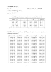 Acetylene (C2 H2 ) Z = 14 Molecular Mass : MA =   σa (Mb) = 