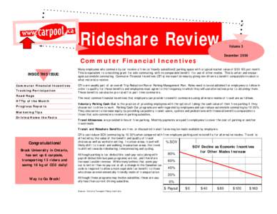 Rideshare Review  December 2000 Commuter Financial Incentive$ INSIDE THIS ISSUE: