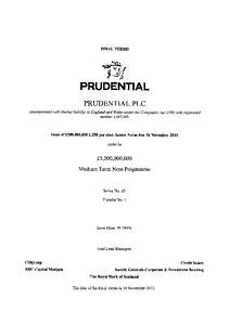 Proof5:[removed]PROSPECTUS DATED 9 DECEMBER, 2011 Prudential plc (incorporated with limited liability in England and Wales under the Companies Act 1985