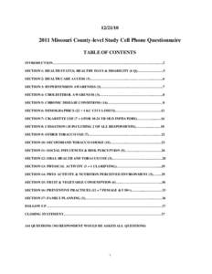 [removed]Missouri County-level Study Cell Phone Questionnaire TABLE OF CONTENTS INTRODUCTION……………………………………………………….……………………….….2 SECTION 1: HEALTH STATUS
