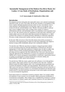 Sustainable Management of the Deduru Oya River Basin, Sri Lanka: A Case Study of Institutions, Organizations and Actors 1