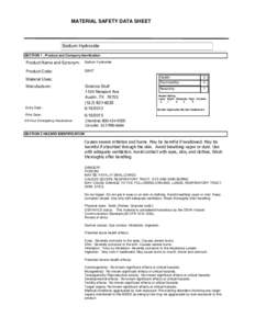 MATERIAL SAFETY DATA SHEET  Sodium Hydroxide SECTION 1 . Product and Company Idenfication  Product Name and Synonym:
