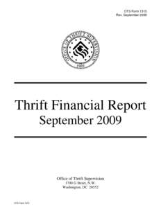 Thrift Financial Report, Form 1313, September 2009