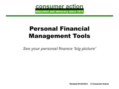 Personal Financial Management Tools See your personal finance ‘big picture’ Revised[removed]