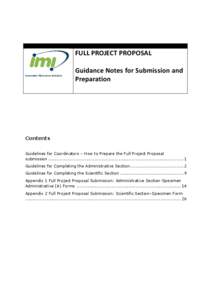 FULL PROJECT PROPOSAL Guidance Notes for Submission and Preparation Contents Guidelines for Coordinators – How to Prepare the Full Project Proposal