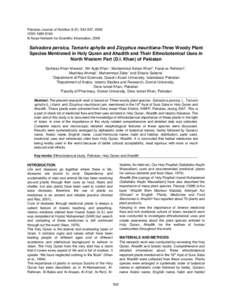 Pakistan Journal of Nutrition 8 (5): [removed], 2009 ISSN[removed] © Asian Network for Scientific Information, 2009 Salvadora persica, Tamarix aphylla and Zizyphus mauritiana-Three Woody Plant Species Mentioned in Holy Q