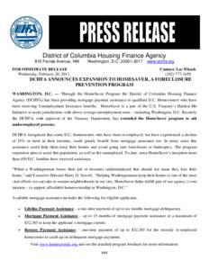 Microsoft Word - Press Release_DCHFA HomeSaver Program_2013.doc