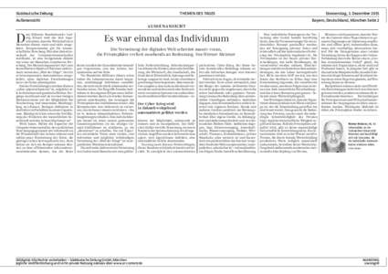 Süddeutsche Zeitung  THEMEN DES TAGES Außenansicht